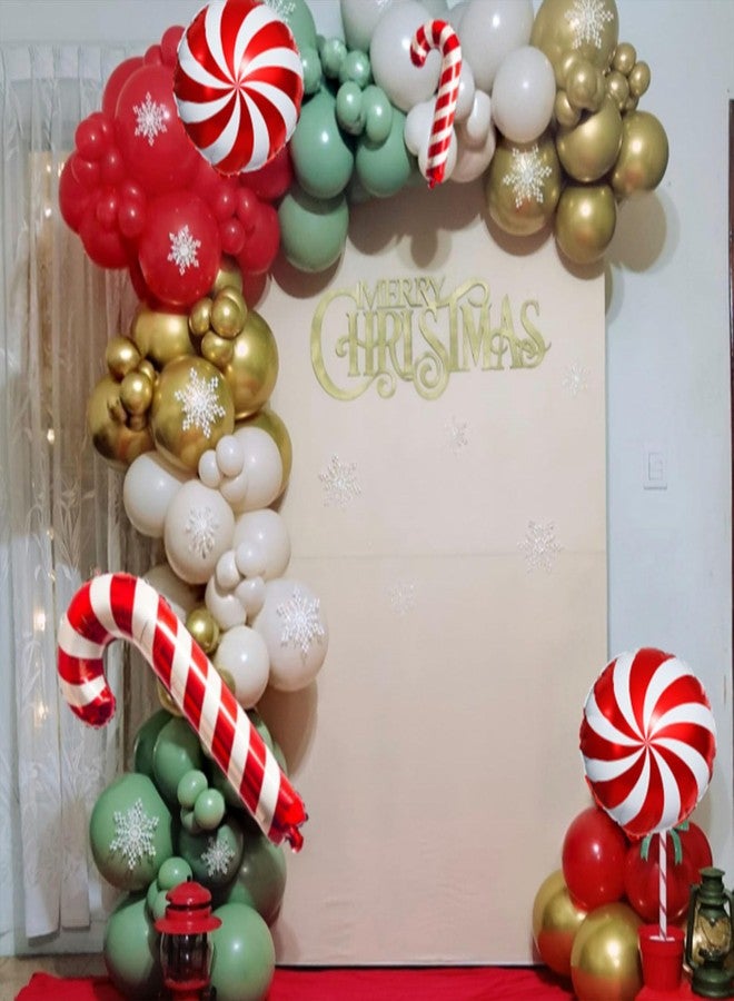 Froova Christmas Balloon Garland Arch Kit, 133PCS Retro Red Sage Green Gold and White Sand Xmas Balloons Candy Cane Balloon for Christmas Holiday Baby Shower Birthday Party Decorations - Image 5
